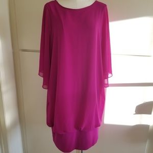 MSK Magenta Dress,  Blouson Style w/Band,1X